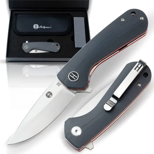 Vista 13 de Holtzman's Gorilla Survival Cuchillo plegable campesino con mango táctico G10, hoja de acero D2, juego de caja de regalo (negro) - Ideal para llevar