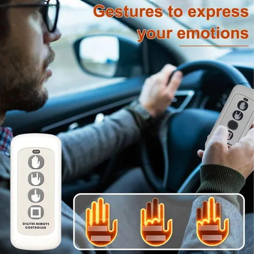 Vista 5 de Luz de dedo para automóvil con control remoto, divertida iluminación LED de gestos con 3 modos, recordatorio de advertencia de luz de señal