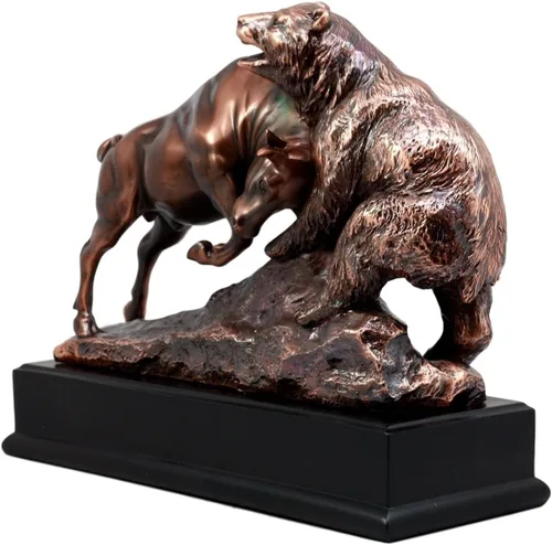 Vista 4 de Ebros Gift Wall Street - Estatua de oso de bronce galvanizado con base, ideal para inversores, administradores de dinero, amantes de la naturaleza