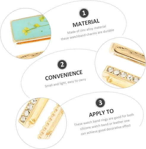 Vista 9 de Mikikit 8 piezas de Apple compatible con adornos de silicona para reloj, anillos para bucles, correa de reloj inteligente, encantos de correa