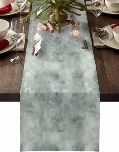 Vista 8 de Brown Gray Table Runner 36 Inches Long for Dining Table Decor,Abstract Modern Street Painting Art Ombre Burlap Linen Farmhouse Table Runner Coffee