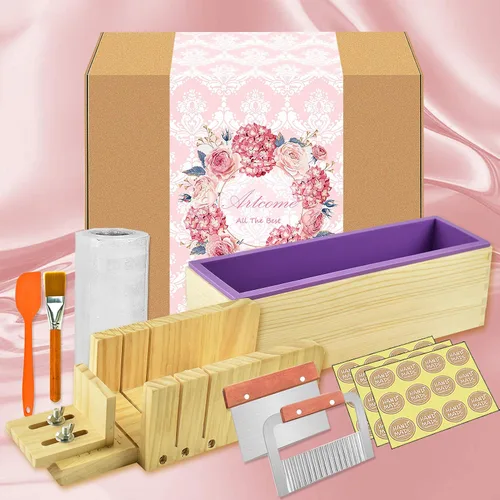 Vista 9 de Artcome Kit de moldes de corte para hacer jabón de pan, juego de moldes de jabón de madera ajustable multifunción - Juego de moldes rectangulares