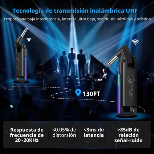 Vista 6 de LEKATO Sistema Inalámbrico de Guitarra UHF Transmisor y Receptor Inalámbrico de Guitarra Recargable Transmisor y Receptor de Audio Inalámbrico