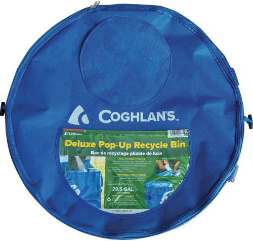 Vista 2 de Coghlan's Contenedor de Reciclaje Pop-Up Deluxe Duradero – Contenedor Plegable con Tapa con Cremallera, Clips para Bolsas y Puntos de Anclaje