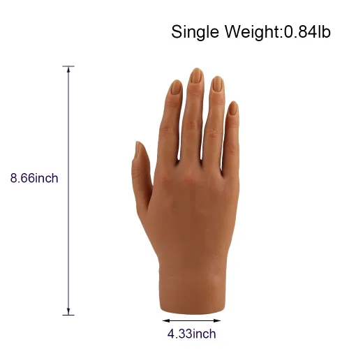 Vista 5 de Mano de práctica de silicona para uñas acrílicas, manos falsas para practicar uñas postizas, mano de maniquí para práctica de uñas y arte de uñas