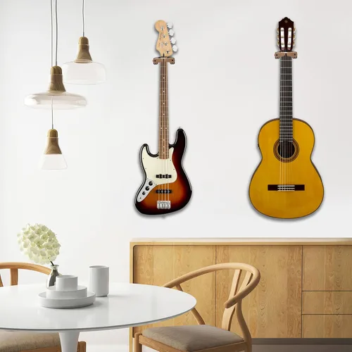 Vista 6 de Auto Lock - Soporte de pared para guitarra, soporte de madera dura en forma de guitarra para acústico, eléctrico, clásico, bajo, accesorios
