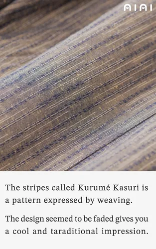 Vista 3 de Kurumé Kasuri Samue Virtical Striped suave relax 100% algodón hecho en Japón, Marrón