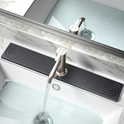 Vista 11 de DK177 Tapete para grifo para fregadero de cocina, bandeja de piedra absorbente de agua para fregadero, tapete de grifo de secado rápido