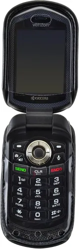 Vista 2 de Turtleback Funda ajustada para DuraXV LTE Verizon Flip Phone de cuero negro con trinquete resistente, funda de metal extraíble con clip