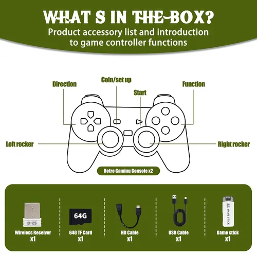 Vista 4 de Retro Gaming Console Stick – Plug & Play Video Game Stick with 20,000+ Classic Games, 20+ Emulators, 4K HDMI Output, 2.4GHz Wireless Controllers