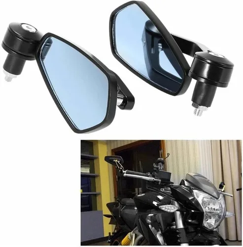 Vista 3 de Side Mirrors Universal Motorcycle Aluminum Rear View Black Grip Bar End Side Mirrors 1 Pair 7/8 Inch 22mm Motorcycle Rearview Mirrors