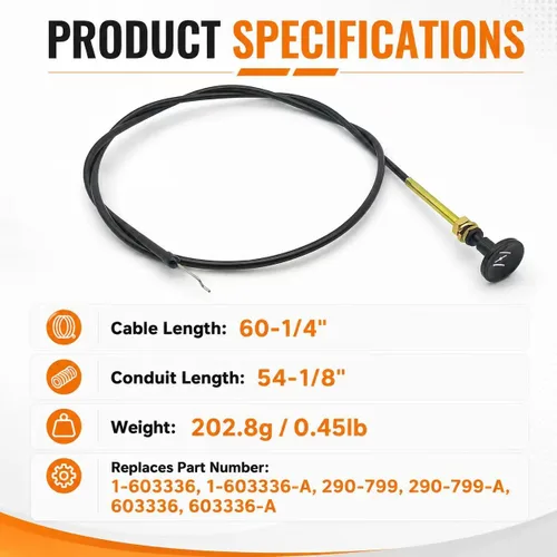 Vista 2 de 1-603336 1603336 Cable de estrangulador de control para cortacésped Toro Exmark Zero Turn Z Master 1603336 290-799-A 290-799 for Toro and for