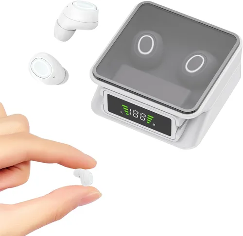 Vista 8 de Auriculares invisibles pequeños pequeños para orejas pequeñas, auriculares inalámbricos Bluetooth intraurales, auriculares ocultos, IPX5 Negro