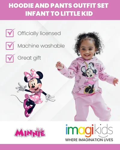 Vista 2 de Disney Minnie Mouse - Conjunto de sudadera con capucha y pantalones de forro polar para bebés y niñas pequeñas