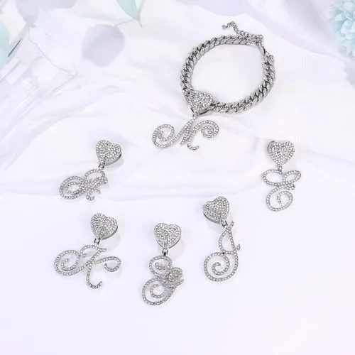 Vista 8 de Krfy Tobilleras para mujer, tobilleras de eslabones cubanos con inicial cursiva de plata para mujer, 0.394 pulgadas, cadena de eslabones cubanos