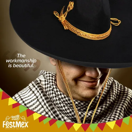 Vista 6 de Sombreros Mexicanos Charro Sombrero Mexicano y Sombrero de Mariachi, Sombrero Tradicional Mexicano para Adultos, Disfraz de Mariachi