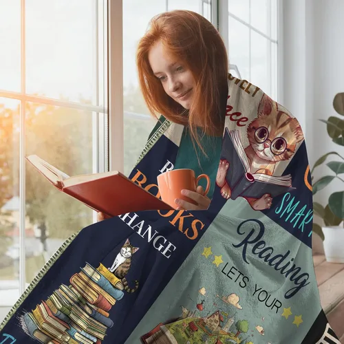 Vista 2 de Regalos para Amantes de los Libros para Mujeres, Regalos de Bibliotecaria para Mujeres, Ideas de Regalos para Club de Lectura, Manta de Lectura