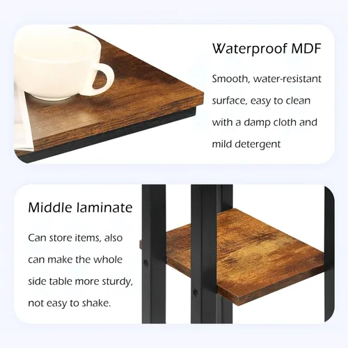 Vista 7 de Mesa auxiliar en forma de C para sofá, mesa auxiliar de sofá para espacios pequeños, mesas auxiliares delgadas para sofá cama, mesa de aperitivos