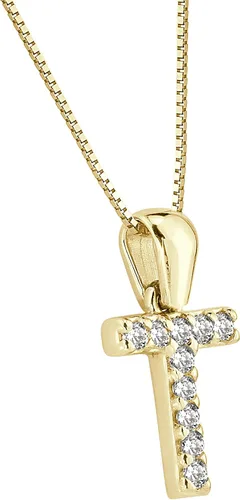 Vista 25 de Collar colgante con letra inicial de diamantes en oro amarillo de 14k (1/10 quilates) 18 pulgadas