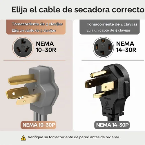 Vista 5 de TOPDC - Cable de secado de 3 puntas, cobre puro 30A de 5 pies, NEMA 10-30P, certificación ETL