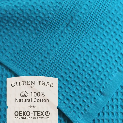 Vista 2 de GILDEN TREE Juego de 4 toallas tipo gofre para ducha, exfoliantes, de secado rápido, de algodón, estilo clásico (aguamarina)
