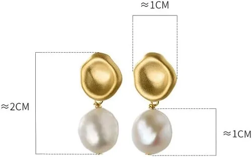 Vista 2 de Aretes de perlas de agua dulce para mujer, barroco, retro, moderno, regalo de joyería