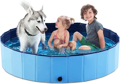 Vista 18 de Jasonwell Piscina plegable para perros, piscina plegable de plástico duro, piscina portátil para niños y mascotas, bañera para cachorros pequeños