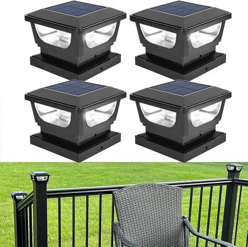 Vista 11 de Luces solares para postes de metal de 3 x 3 pulgadas y valla de vinilo de madera de 4 x 4, paquete de 2 – IP65 impermeable, brillante 120 lúmenes