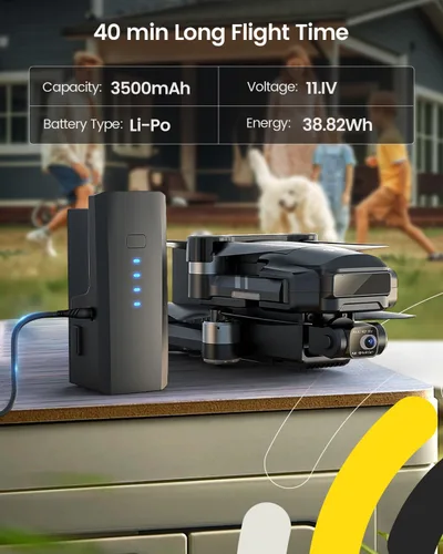 Vista 5 de Holy Stone HS600 - Drones con cámara para adultos con cardán de 2 ejes 4K EIS, ID remoto integrado, transmisión de rango de 6096 metros, dron