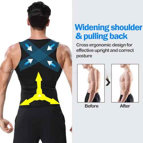 Vista 4 de Ymosrh Camiseta adelgazante para hombre, chaleco de compresión térmica, camiseta sin mangas muscular, tallas S-2XL