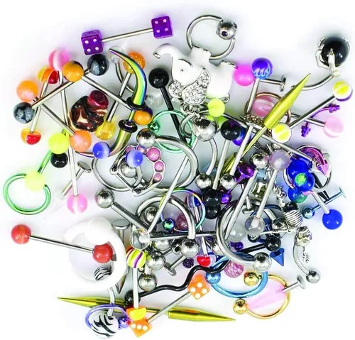 Vista 2 de BodyJewelryOnline Paquete de joyas para el cuerpo recogidas aleatoriamente 50 piezas vientrenariz pezónlenguaorejalabio el paquete puede incluir