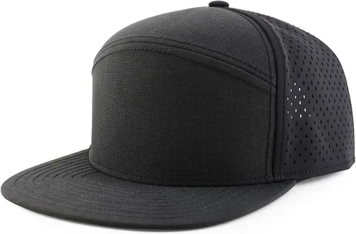 Vista 9 de Trendy Apparel Shop Oversize XXL 6 Panel Camper Style Performance Snapback Cap Azul marino y blanco