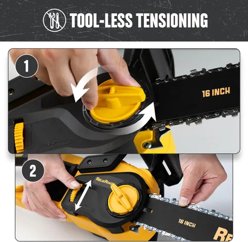 Vista 7 de ReliaRoads - Motosierra sin escobillas de 16 pulgadas, de 40V (2 x 20V MAX) inalámbrica con batería recargable compatible con batería DeWALT, ideal