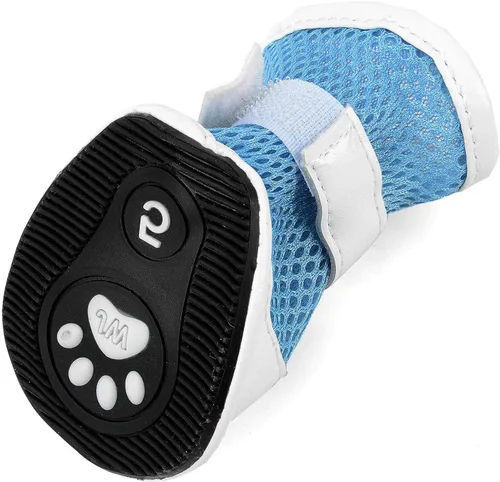 Vista 5 de Zunea - Zapatos para perros pequeños para pavimento caliente, botas de verano de malla transpirable para cachorros Anti-Slip Sole, Adjustable