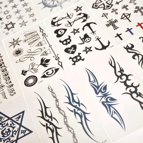 Vista 6 de PowerTRC Tatuajes temporales para adultos y niños Tatuajes falsos temporales impermeables Muchos diseños y símbolos diferentes