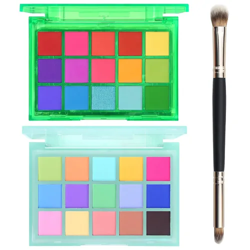 Vista 7 de UCANBE Paleta de sombras de ojos de 15 colores – Kit de maquillaje para ojos con brillo mate, purpurina metálica, tonos frescos en blanco, azul