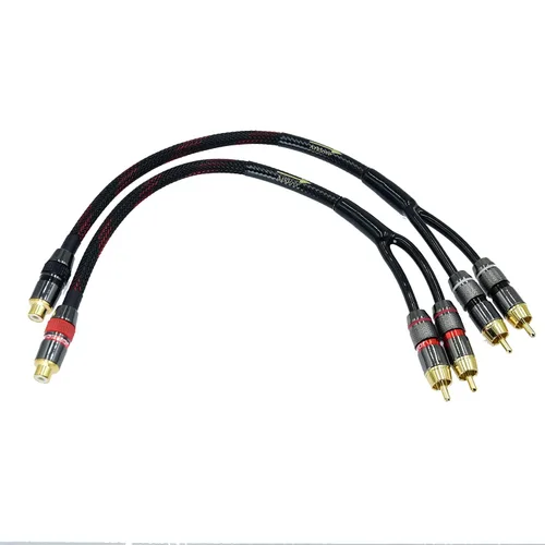 Vista 9 de Arklove Cable Divisor RCA Blindado de 1 pie para Subwoofer Audio Estéreo Video 1 Hembra a 2 Machos Adaptador Conector en Y de Altavoz Dual Cable