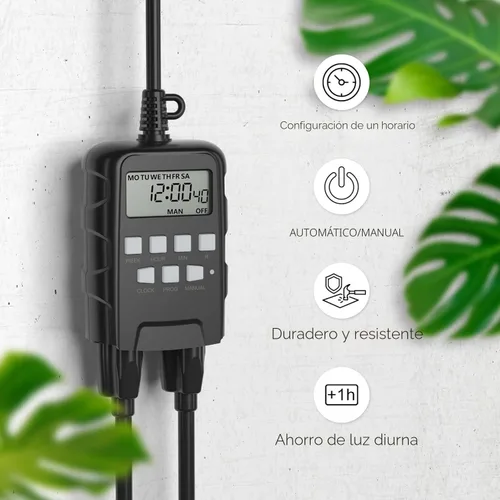 Vista 4 de BN-LINK Temporizador programable digital resistente para exteriores de 7 días BND/U78, 125VAC, 60Hz, doble salida, resistente a la intemperie