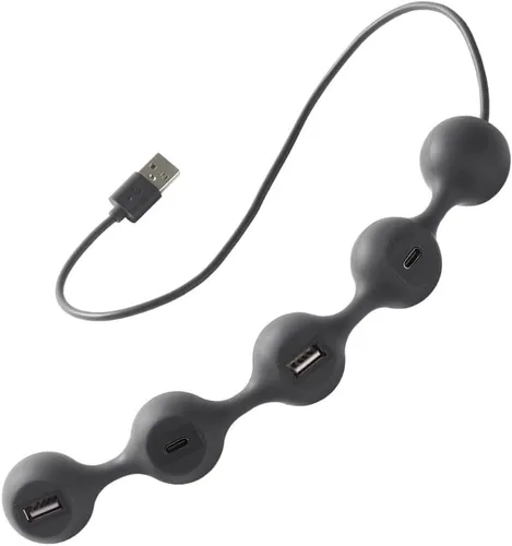 Vista 8 de LEXON PEAS HUB 2 Hub de 4 puertos, carga 2 x USB, 2 x USB-C 2 teléfonos inteligentes simultáneamente, cable interno de cobre LD143DR, rojo oscuro