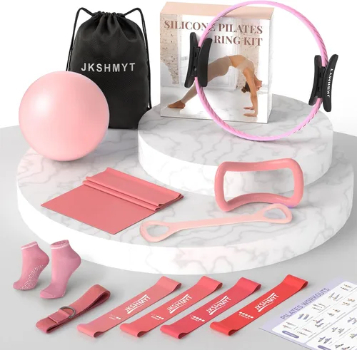 Vista 7 de Pilates Ring Kit for Women, Pilates Equipment – 14.5" Home Magic Circle Workout with Pilates Ball, Resistance Bands, Better me Pilates Essentials