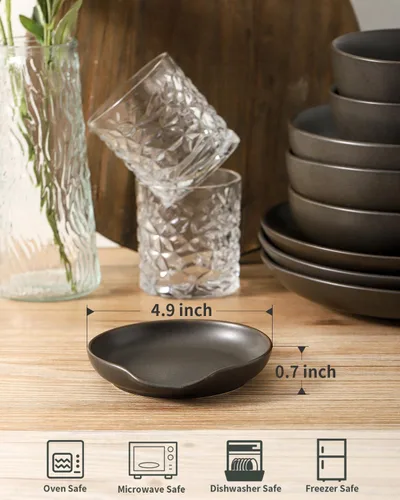 Vista 2 de Soporte de cuchara de cerámica, soporte para cuchara de cocina negro mate para estufa, soporte para utensilios de 4.9 pulgadas para cucharones