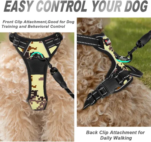 Vista 197 de BARKBAY - Arnés para perro sin tirones con clip frontal, material resistente y reflectante, asa de fácil control para pasear perros grandes