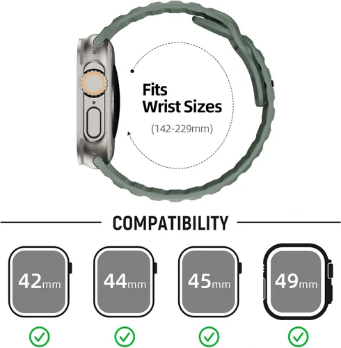 Vista 3 de Correas de silicona deportivas compatibles con Apple Watch Band de 1.929 in, 1.811 in, 1.772 in, 1.732 in, 1.654 in, 1.614 in, 1.575 in, 1.496 in