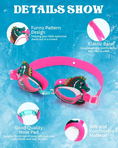 Vista 2 de Relaxweex 15 pares de gafas de natación para niños, gafas de natación antivaho, anti-UV, con estuches, lindos tiburones, sirenas, peces para niños