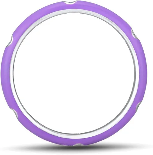 Vista 3 de Santuzza Anillo apilable esmaltado de plata de ley 925 con circonita cúbica, arco iris, eternidad, anillos apilables para mujer