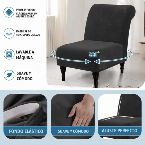 Vista 6 de H.VERSAILTEX Fundas para Sillas de Acento sin Brazos de Terciopelo Grueso Fundas Elásticas de Alta Elasticidad para Sillas sin Brazos para Sala