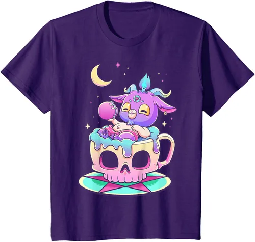 Vista 68 de Kawaii Pastel Goth Cute espeluznante Pentáculo Baphomet - Camiseta de cabra, Negro