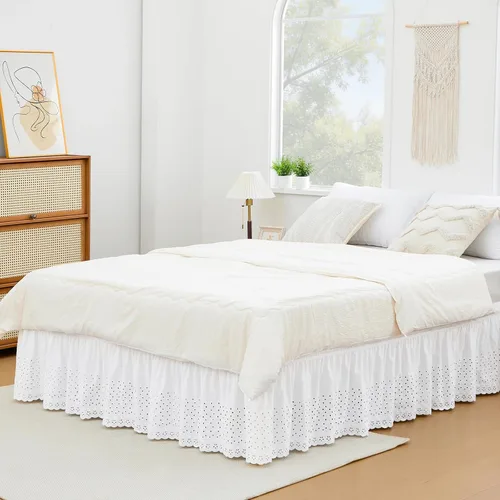 Vista 34 de Vocander Falda de cama negra envolvente de tamaño individual de 14 pulgadas de caída, volantes elásticos fáciles de poner, falda de cama sólida