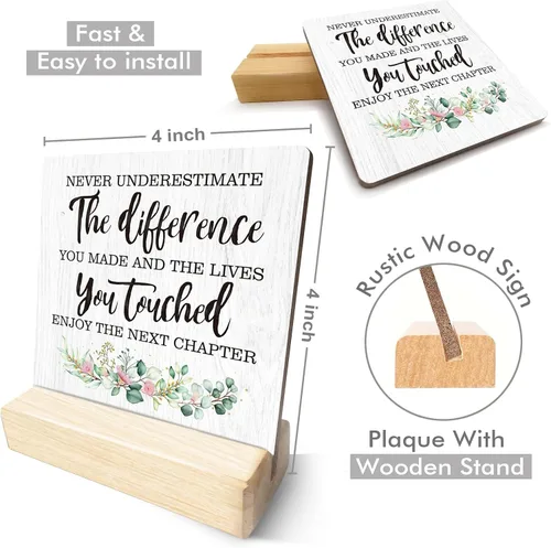 Vista 2 de Regalos para compañeros de trabajo para mujeres, decoración de escritorio de madera rústica, inspirador, regalo de despedida para compañeros