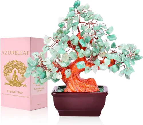 Vista 2 de Feng Shui Quartz Crystal Money Tree Bonsai Style Decoration for Luck and Wealth (Green)